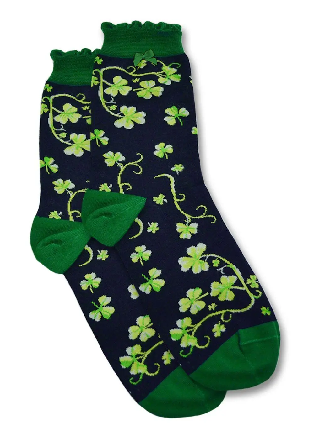 Ladies' Navy Shamrock Bow Socks